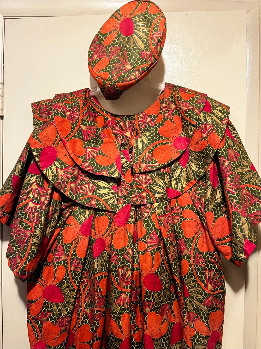 Women's Wide Leg Jumpsuit in Orange & Pink Floral Print